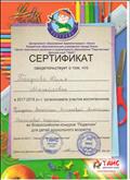 Сертификат за организацию участия во Всероссийском конкурсе " Поделкин" ,"Центр творческого развития и гуманитарного образования " Перспектива" Детский клуб " ТАИС".